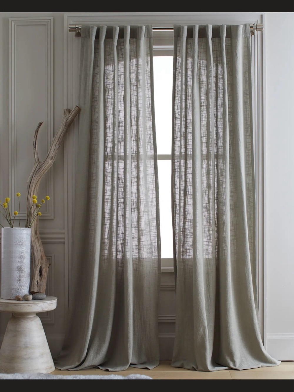 Quince Home Cotton Sheer Curtain Grey 48X96 - new- 2 panels